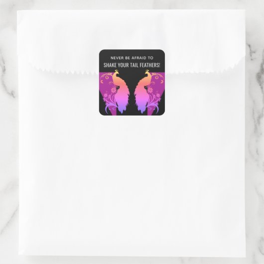 Tail Feathers Inspirerend Square Sticker (Tas)