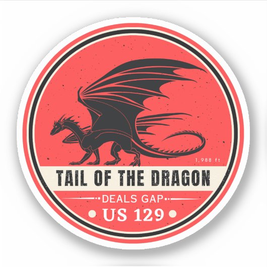 Tail of the Dragon Deals Gap Motorrit  Sticker (Voorkant)