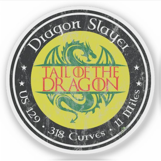 Tail of the Dragon Road US 129 Motorfiets 01 Sticker (Voorkant)