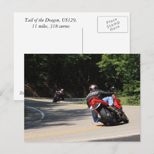 Tail of the Dragon, US129, 11 mijl, 318 curves Briefkaart (Voorkant / Achterkant)