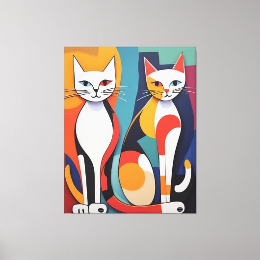 Tail Tales: Abstracte avonturen van katten Canvas Afdruk (Voorkant)