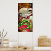 Tail van Mossy Gold ART PRINT big eye mermaid (Keuken)