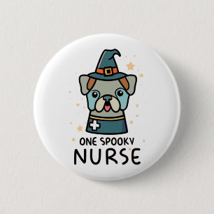 Tail-Wagging Fun voor Halloween One Spooky Nurse D Ronde Button 5,7 Cm
