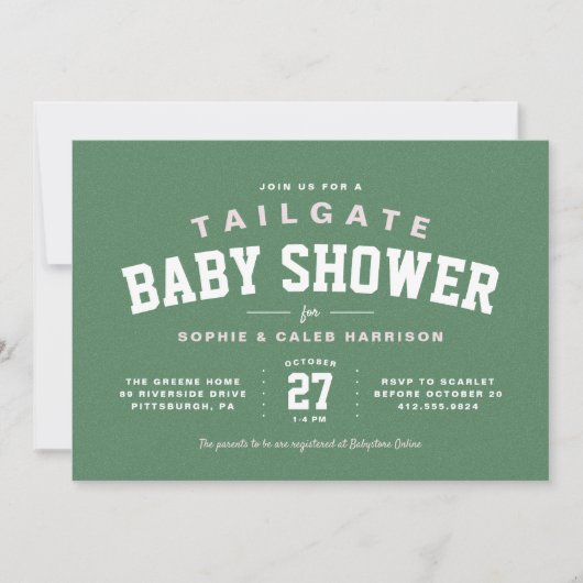 Tailgate baby shower leuk lichtroze football thema kaart (Voorkant)