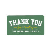 Tailgate baby shower sportief geel bedankt etiket (Voorkant)