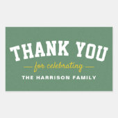 Tailgate baby shower sportief geel bedankt rechthoekige sticker (Voorkant)