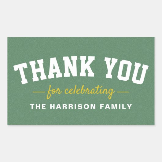 Tailgate baby shower sportief geel bedankt rechthoekige sticker (Voorkant)