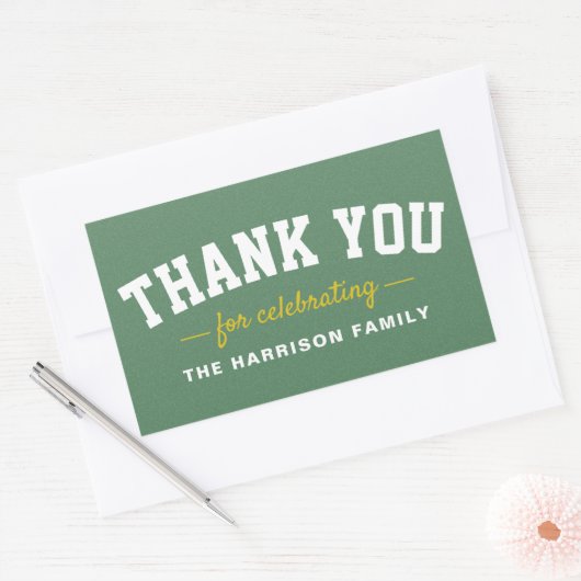 Tailgate baby shower sportief geel bedankt rechthoekige sticker (Envelop)