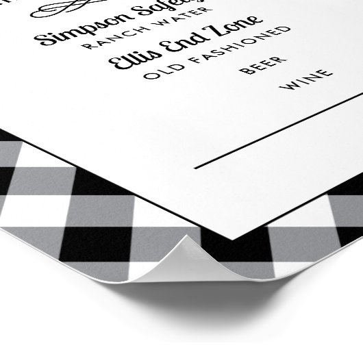 Tailgate Celebrate Black Wedding Shower Drink Menu Poster (Hoek)