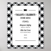 Tailgate Celebrate Black Wedding Shower Drink Menu Poster (Voorkant)