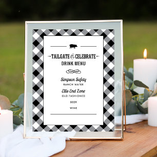 Tailgate Celebrate Black Wedding Shower Drink Menu Poster