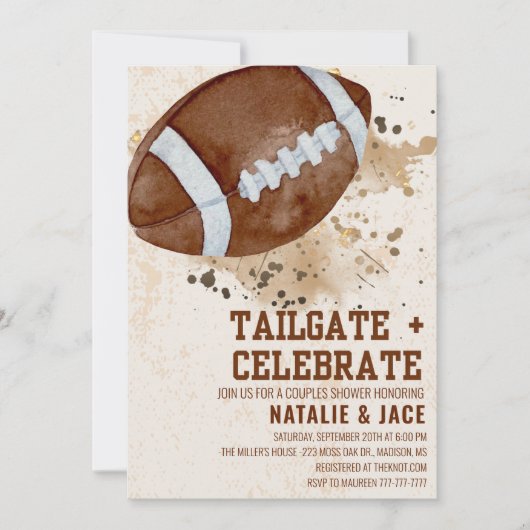 TAILGATE- EN FEESTSHOWER-UITNODIGING KAART (Voorkant)