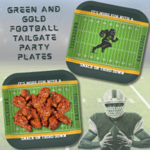 Tailgate-feest Groen en Goud Voetbal Papieren Bord