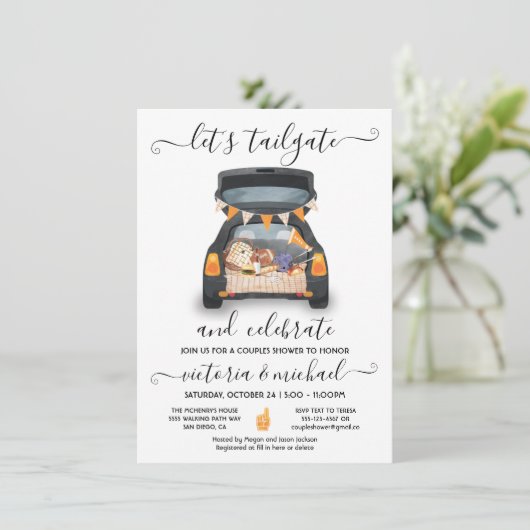 Tailgate Football Game BBQ Beer Couples Shower Kaart (Staand voorkant)