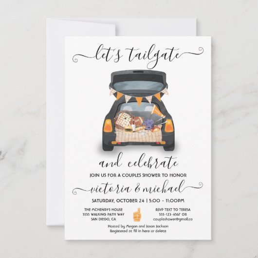 Tailgate Football Game BBQ Beer Couples Shower Kaart (Voorkant)