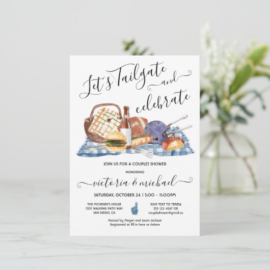 Tailgate Football Game BBQ Beer Couples Shower Kaart (Staand voorkant)