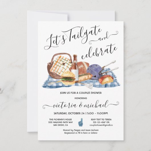 Tailgate Football Game BBQ Beer Couples Shower Kaart (Voorkant)