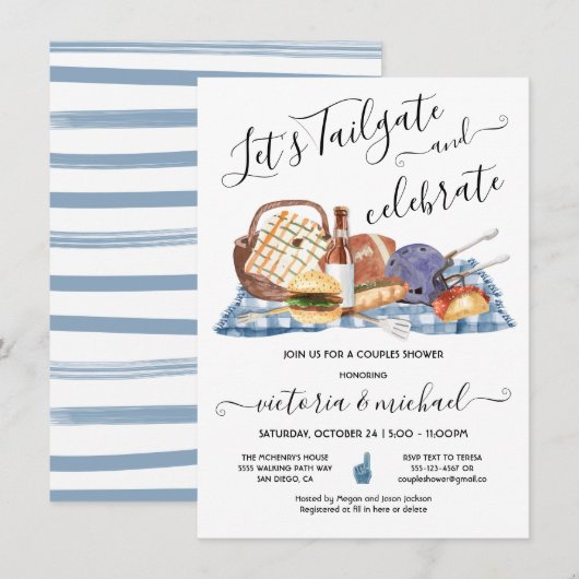 Tailgate Footballwedstrijd Barbecue Bier Couples B Kaart (Voorkant / Achterkant)