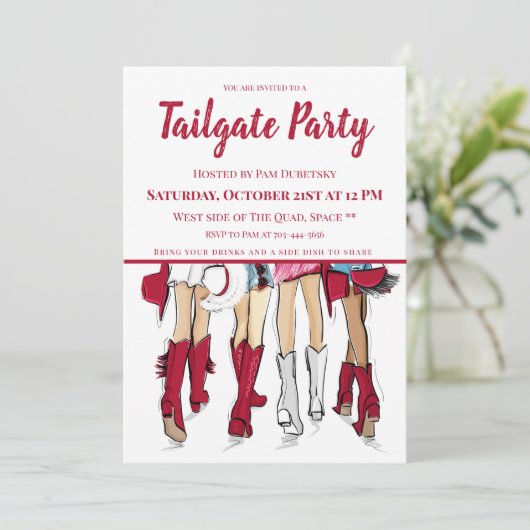 Tailgate Party Alabama Dames Cowboy Laarzen Crimso Kaart (Staand voorkant)