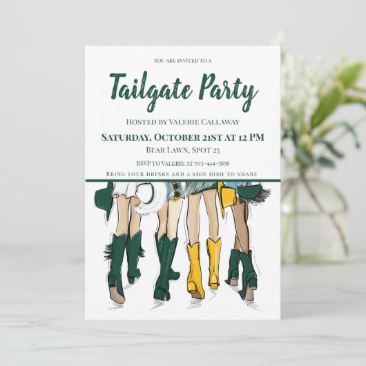 Tailgate Party Waco Dames Cowboy Laarzen Groen Gou Kaart (Staand voorkant)