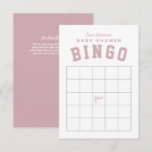 Tailgate thema roze babyshower BINGO kaart (Voorkant / Achterkant)