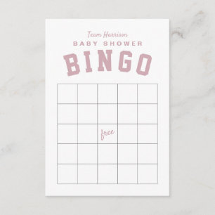 Tailgate thema roze babyshower BINGO kaart