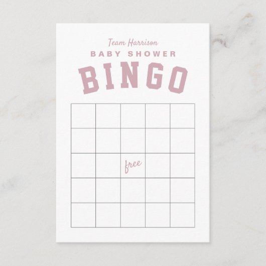 Tailgate thema roze babyshower BINGO kaart (Voorkant)