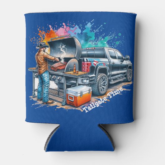 Tailgate Time Cowboy Koken op BBQ Pit Custom Blikjeskoeler (Voorkant)