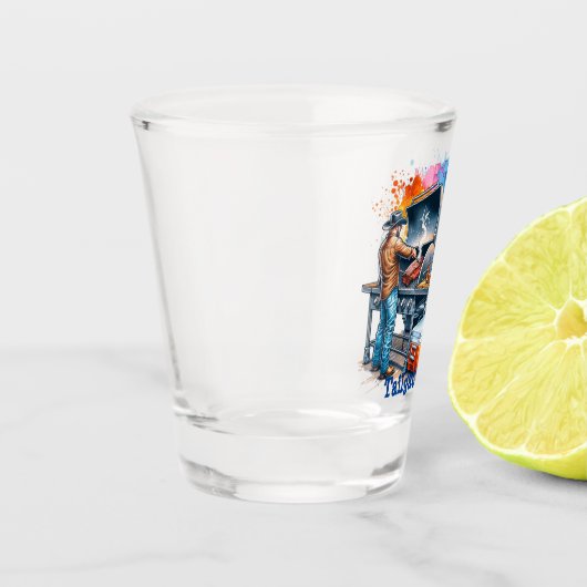 Tailgate Time Cowboy Koken op BBQ Pit Custom Shot Glas (Links)