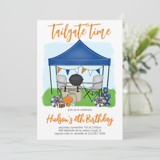 Tailgate Time Football Verjaardagsuitnodiging Kaart (Staand voorkant)