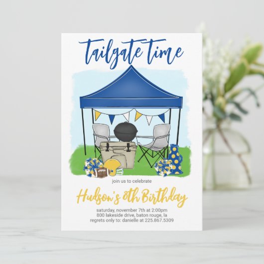 Tailgate Time Football Verjaardagsuitnodiging Kaart (Staand voorkant)