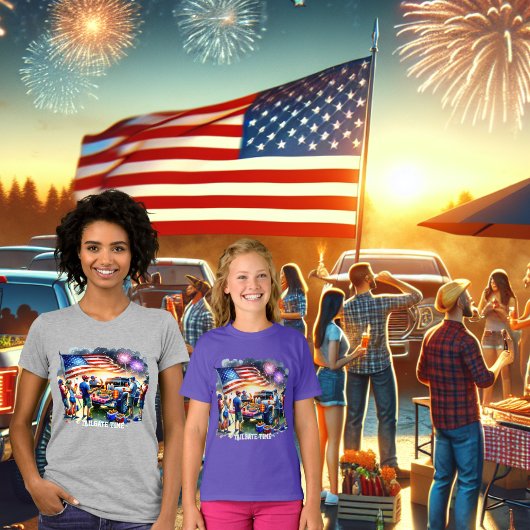 Tailgate Time Party Vrachtwagen Vuurwerk Vlag Cust T-shirt