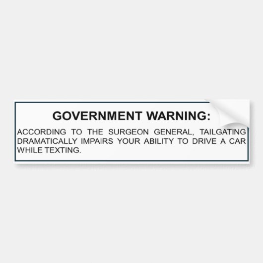 Tailgating en sms-waarschuwing bumpersticker (Voorkant)