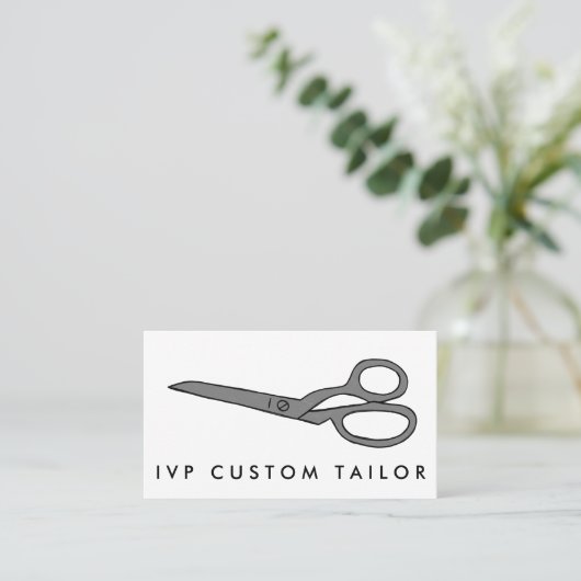 Tailor Fabric Scissors Chic Line Drawing CUSTOM Visitekaartje (Staand voorkant)