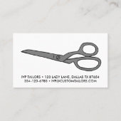 Tailor Fabric Scissors Chic Line Drawing CUSTOM Visitekaartje (Achterkant)