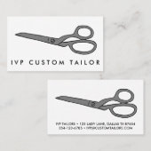 Tailor Fabric Scissors Chic Line Drawing CUSTOM Visitekaartje (Voorkant / Achterkant)