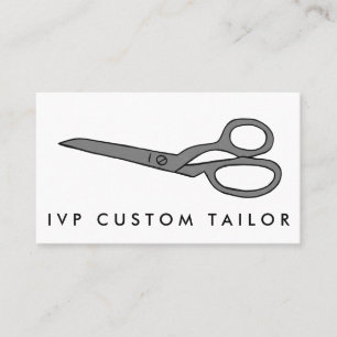 Tailor Fabric Scissors Chic Line Drawing CUSTOM Visitekaartje
