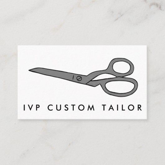 Tailor Fabric Scissors Chic Line Drawing CUSTOM Visitekaartje (Voorkant)
