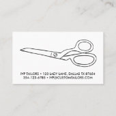 Tailor Fabric Scissors Chic Line Drawing CUSTOM Visitekaartje (Achterkant)