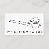 Tailor Fabric Scissors Chic Line Drawing CUSTOM Visitekaartje (Voorkant)