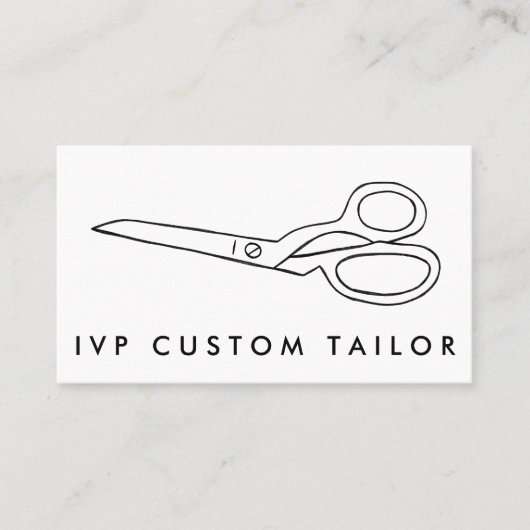 Tailor Fabric Scissors Chic Line Drawing CUSTOM Visitekaartje (Voorkant)