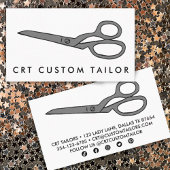 Tailor Fabric Scissors Chic Line Drawing CUSTOM Visitekaartje