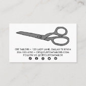 Tailor Fabric Scissors Chic Line Drawing CUSTOM Visitekaartje (Achterkant)