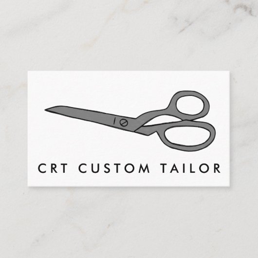 Tailor Fabric Scissors Chic Line Drawing CUSTOM Visitekaartje (Voorkant)
