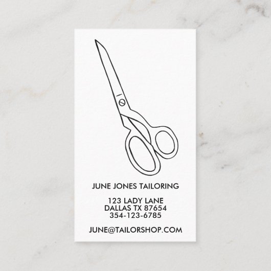 Tailor Fabric Scissors Chic Minimum CUSTOM Busines Visitekaartje (Achterkant)