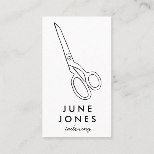 Tailor Fabric Scissors Chic Minimum CUSTOM Busines Visitekaartje (Voorkant)