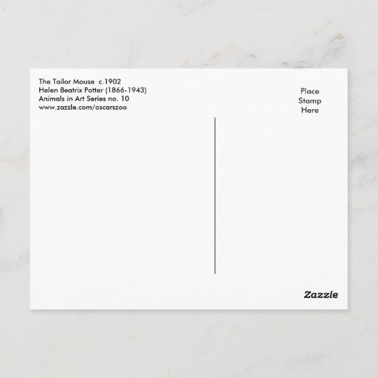 Tailor Mouse van Beatrix Potter Briefkaart (Achterkant)