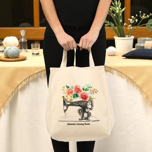 Tailor Quilter Crafter voor zwarte naaimachine Tote Bag