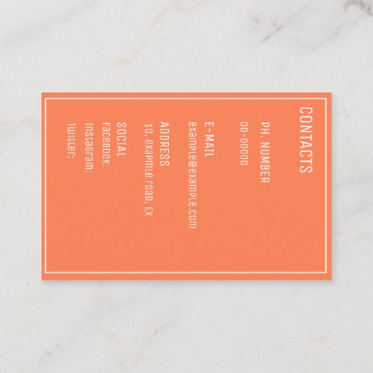 Tailor Visitekaartje (Achterkant)