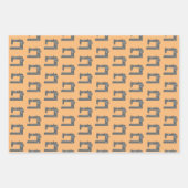 Tailor's Naaimachine Elegant Sinaasappel Blauw Gro Inpakpapier Vel (Voorkant 3)